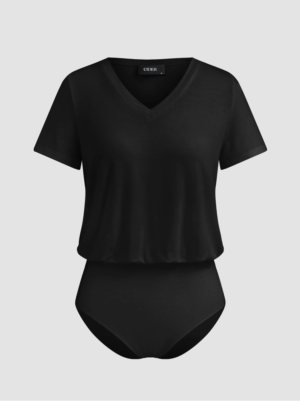 CIDER BLACK VNECK SHORT SLEEVES BODYSUIT
